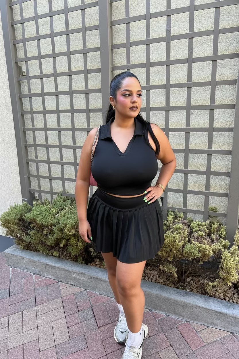 NECESITO AGUA POR FAVOR BLACK TENNIS SKIRT WORKOUT SET SophiHaus