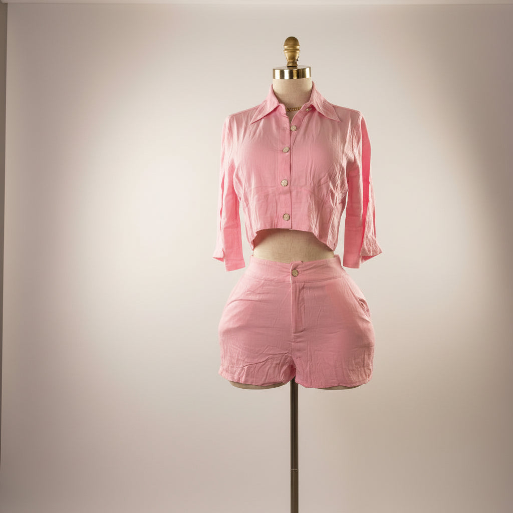 Women’s Baby Pink Button‑Up 