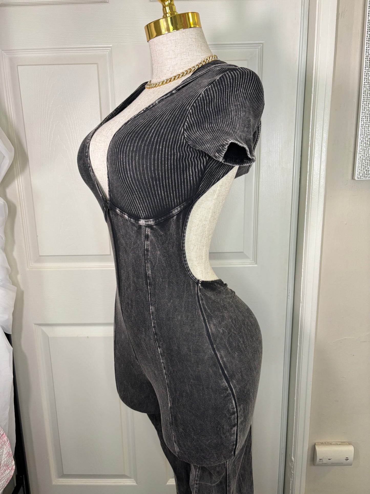 Women’s Gray Hooded Jumpsuit