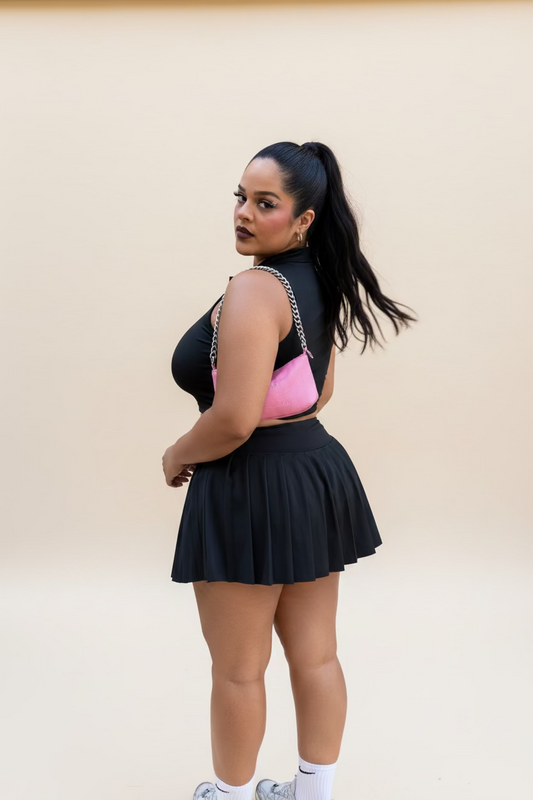 NECESITO AGUA POR FAVOR BLACK TENNIS SKIRT WORKOUT SET SophiHaus