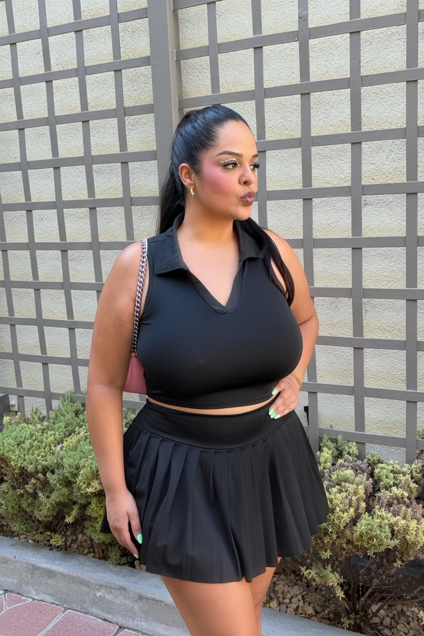 NECESITO AGUA POR FAVOR BLACK TENNIS SKIRT WORKOUT SET SophiHaus