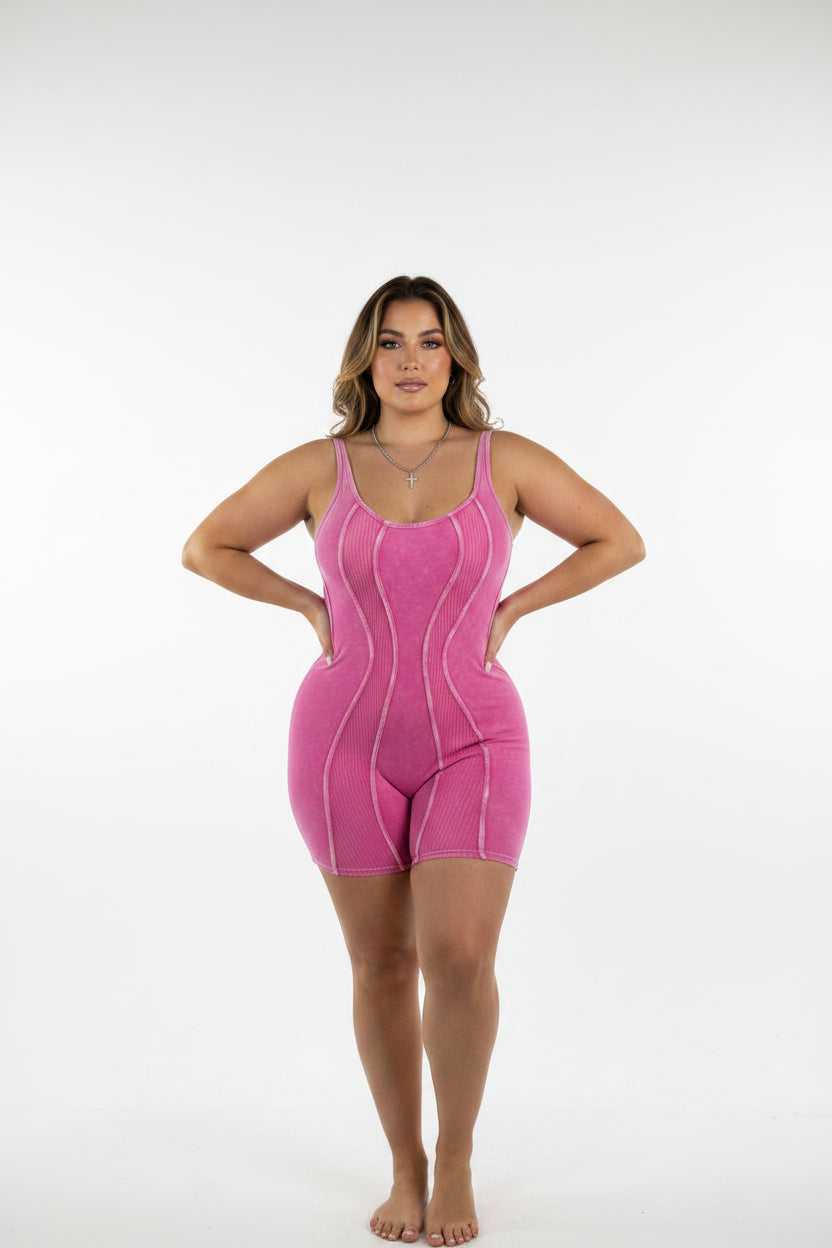 Women’s Pink Backless Romper