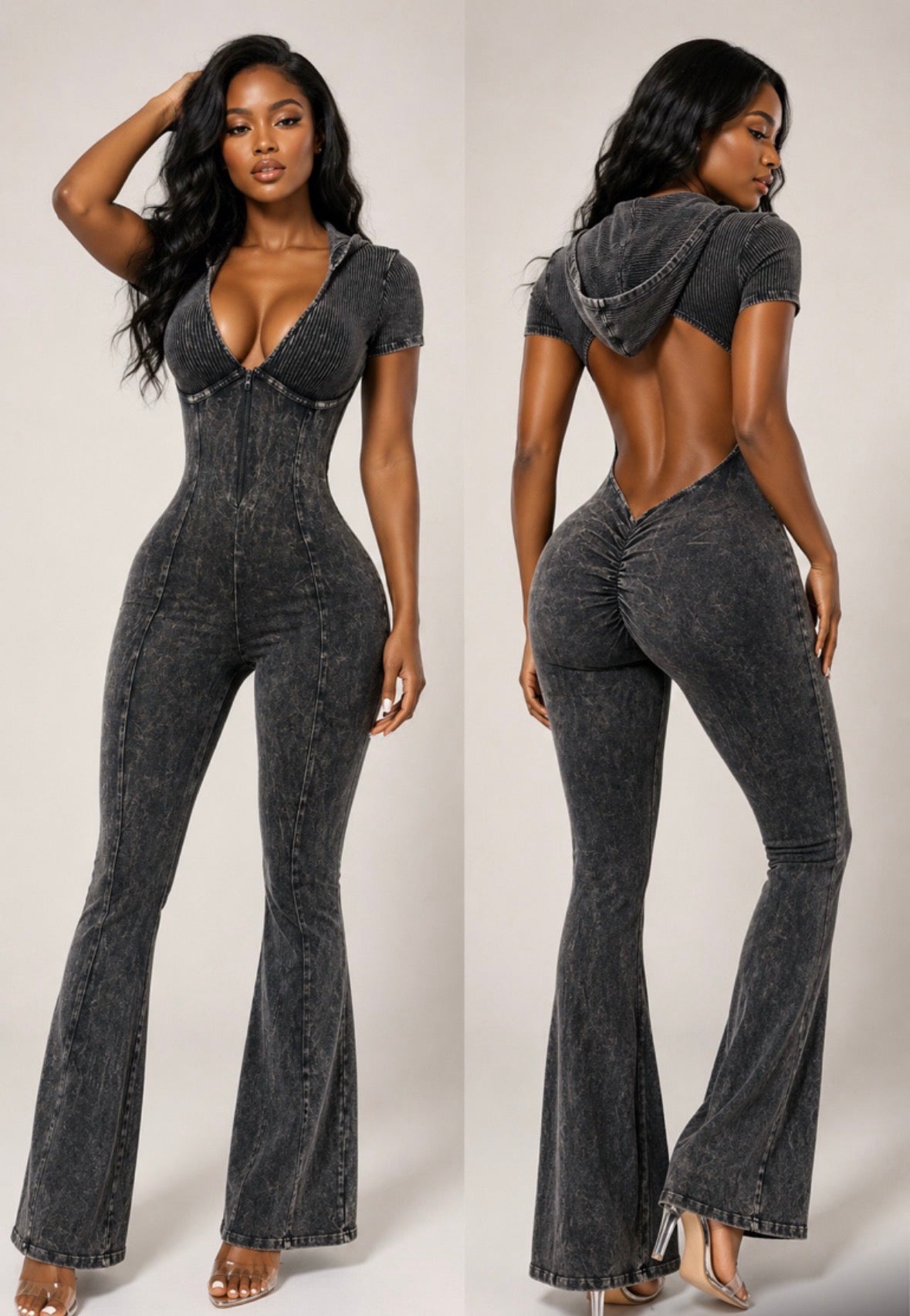 Women’s Gray Hooded Jumpsuit
