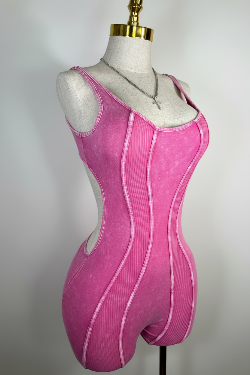 Women’s Pink Backless Romper