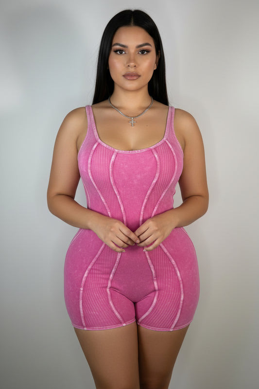 Women’s Pink Backless Romper
