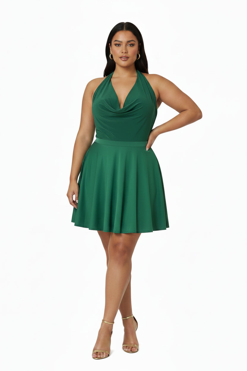 Luxury Tennis Skirt and Halter Top Set – Green