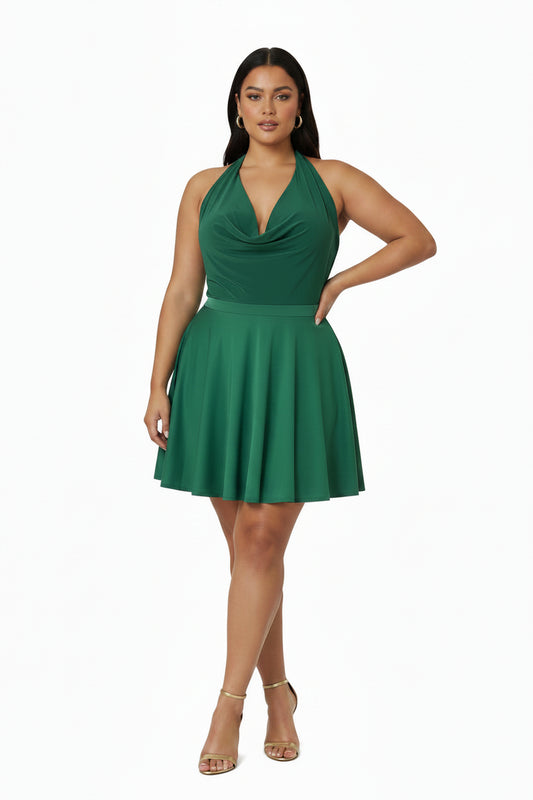 Luxury Tennis Skirt and Halter Top Set – Green