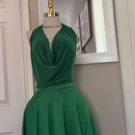 Latina Luxury Tennis Skirt & Halter Top Set – Green