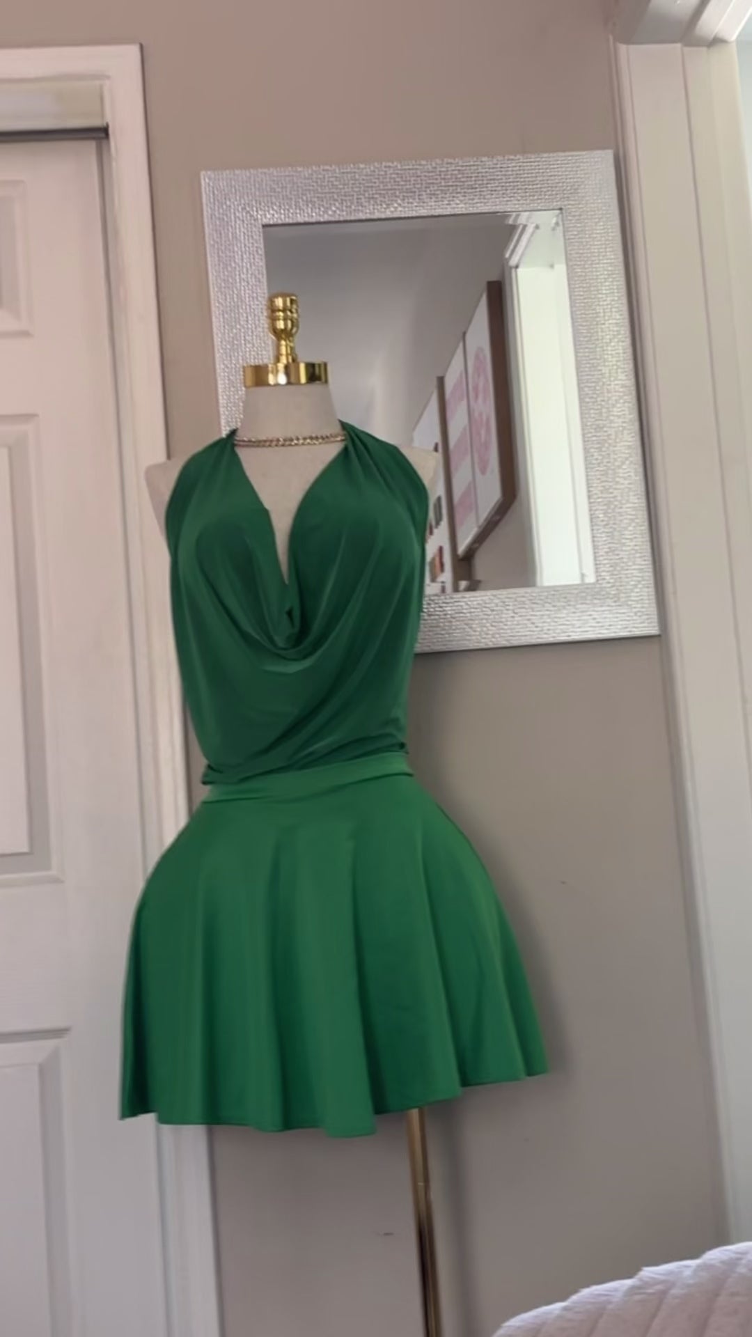 Latina Luxury Tennis Skirt & Halter Top Set – Green