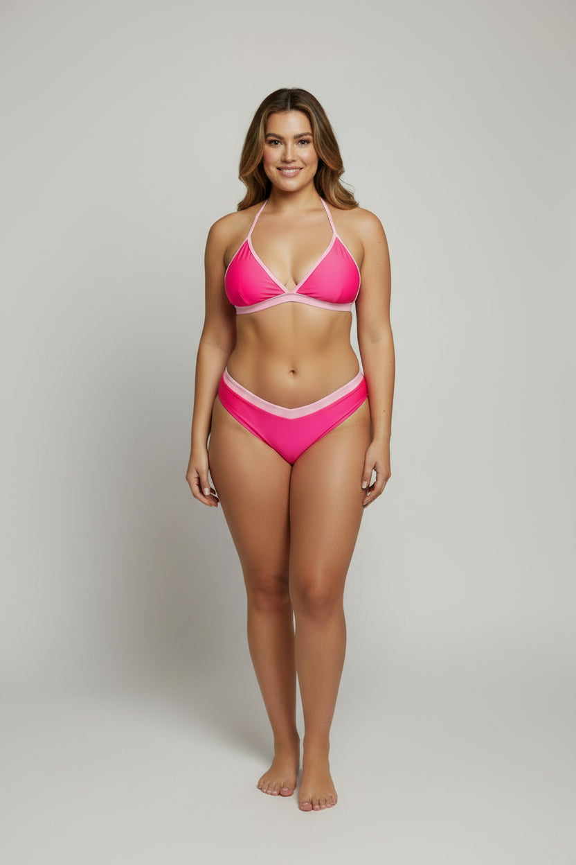 curvy swimwear

sculpting bikini set

hot pink bikini

luxury swimwear for women

classic bikini for curves

summer vacation swimsuit